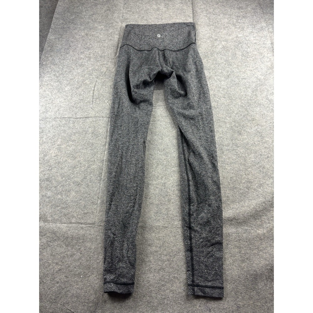 Lululemon Wunder Under Leggings Womens 4 Black White Herringbone High Rise Pants